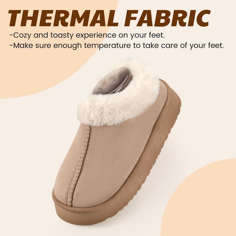 Women’s Fuzzy Winter Slippers, Plush Faux Fur House Shoes with Memory Foam, Cozy Warm Indoor Slip-On Slippers with Non-Slip Sole, Cute Fluffy Home Shoes for Girls & Ladies