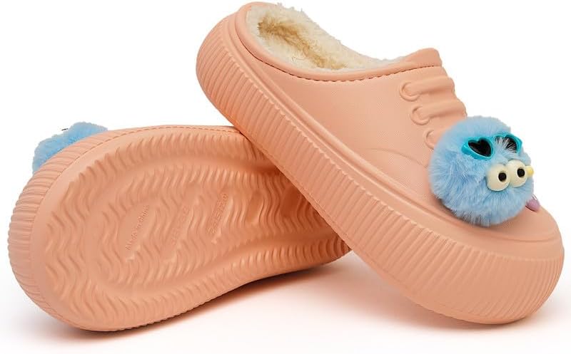 Waterproof Slippers Women Fur Lined Clogs Winter Garden Shoes Warm House Slippers Indoor Outdoor Mules