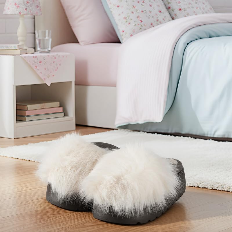 Women's Fuzzy Indoor Slippers, Cozy Plush Winter House Shoes with Memory Foam, Warm Furry Slip-On Slippers for Home, Anti-Skid Sole, Cute Gifts for Girls & Ladies