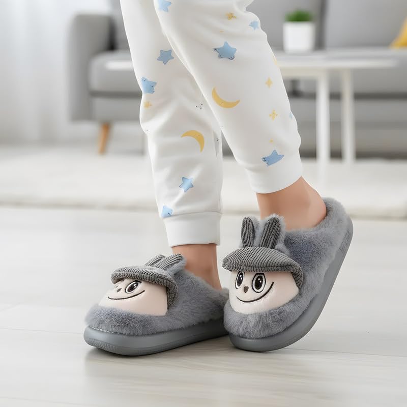 Cartoon Slippers for Kids, Funny Animal House Shoes with Non-Slip Sole, Cozy Plush Indoor Comfort Footwear for Boys and Girls