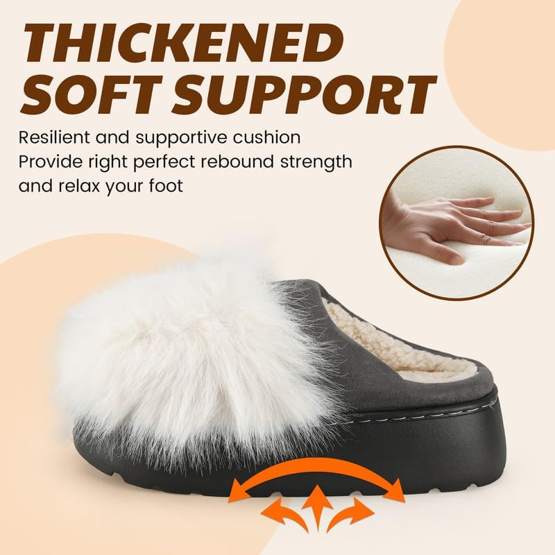 Women's Fuzzy Indoor Slippers, Cozy Plush Winter House Shoes with Memory Foam, Warm Furry Slip-On Slippers for Home, Anti-Skid Sole, Cute Gifts for Girls & Ladies