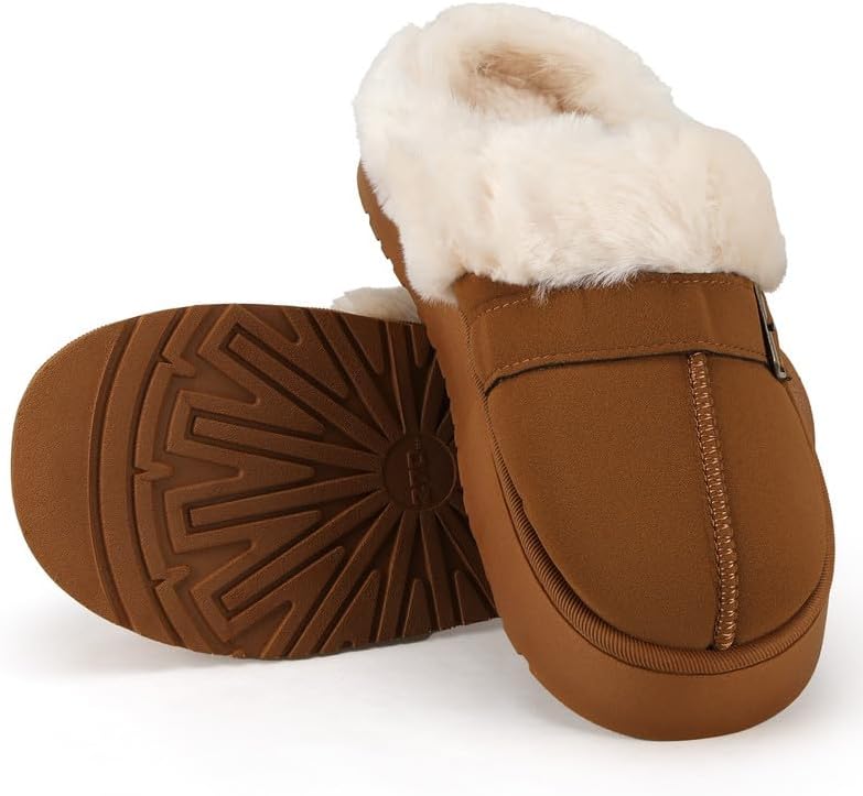 Cozy Women's Flipper Slippers - Plush Faux Fur Indoor/Outdoor Slide Sandals with Durable Sole, Comfort House Shoes for Women