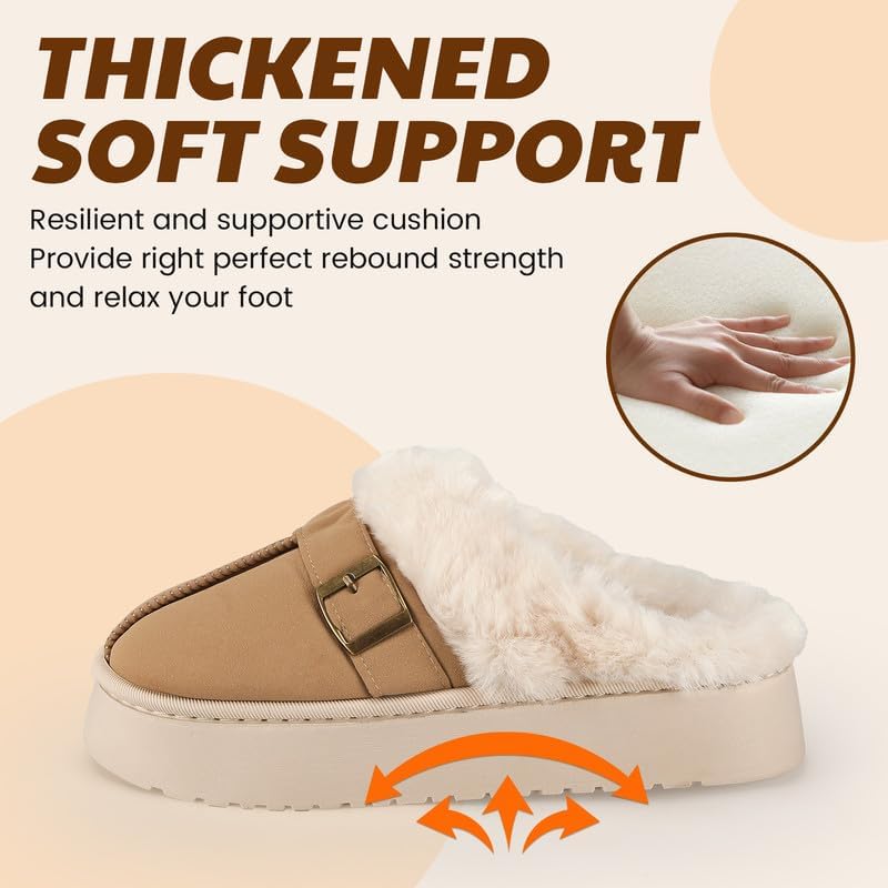 Cozy Women's Flipper Slippers - Plush Faux Fur Indoor/Outdoor Slide Sandals with Durable Sole, Comfort House Shoes for Women