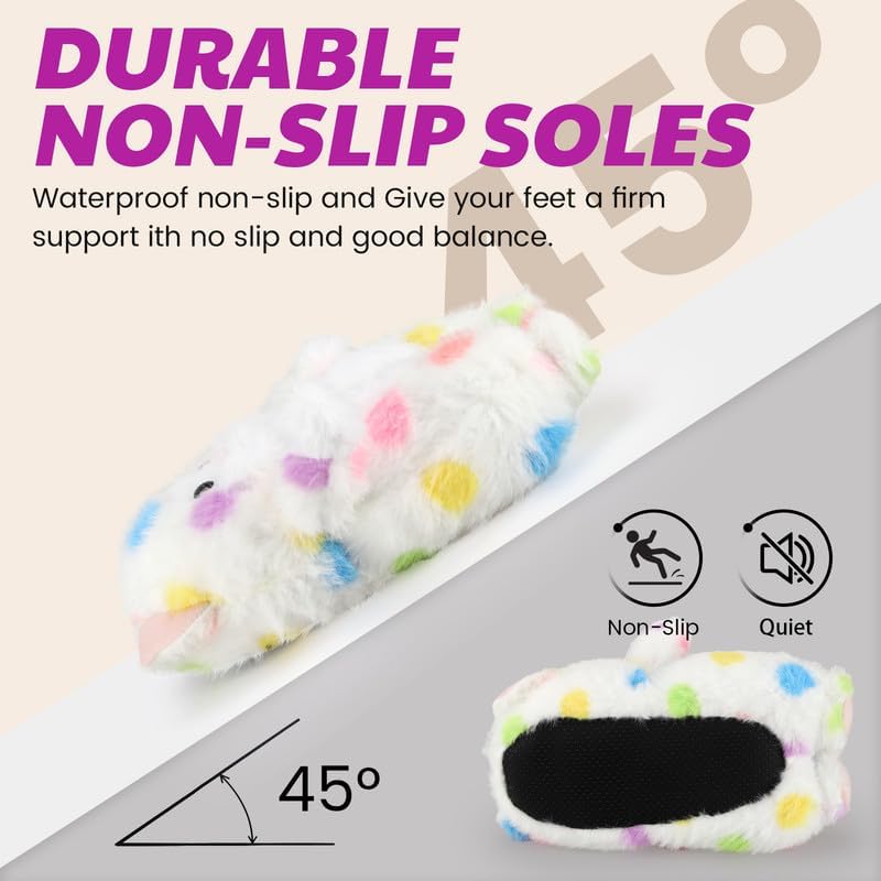 Funny Cartoon Plush Slippers for Adults – Warm Fleece Memory Foam Indoor Shoes, Soft Cozy House Slippers with Non-Slip Sole for Women