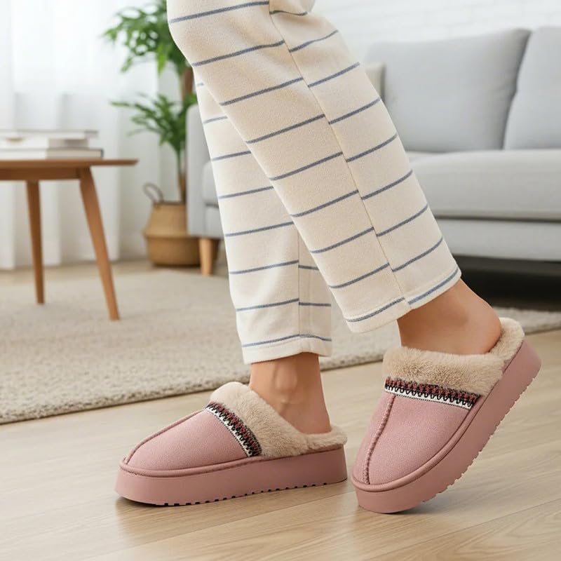 Women’s Fuzzy Slippers, Indoor Plush Faux Fur House Shoes with Memory Foam,Cute Fluffy Home Shoes for Girls & Ladies Cozy Warm Indoor Slip-On Slippers with Non-Slip Sole