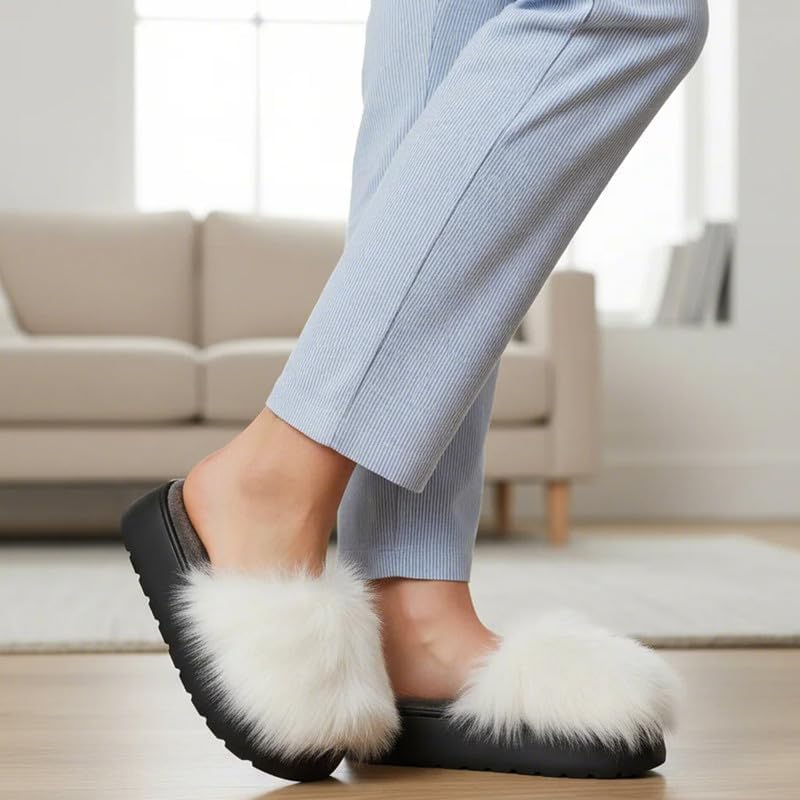 Women's Fuzzy Indoor Slippers, Cozy Plush Winter House Shoes with Memory Foam, Warm Furry Slip-On Slippers for Home, Anti-Skid Sole, Cute Gifts for Girls & Ladies