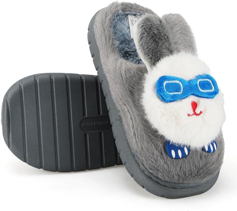 Cartoon Slippers for Kids, Funny Animal House Shoes with Non-Slip Sole, Cozy Plush Indoor Comfort Footwear for Boys and Girls