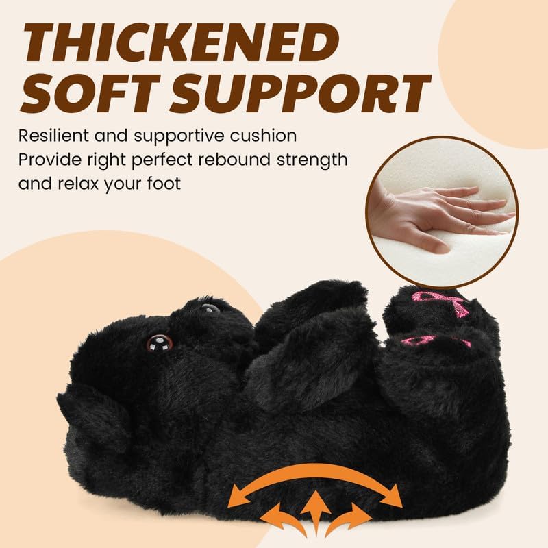 Funny Cartoon Plush Slippers for Adults – Warm Fleece Memory Foam Indoor Shoes, Soft Cozy House Slippers with Non-Slip Sole for Women