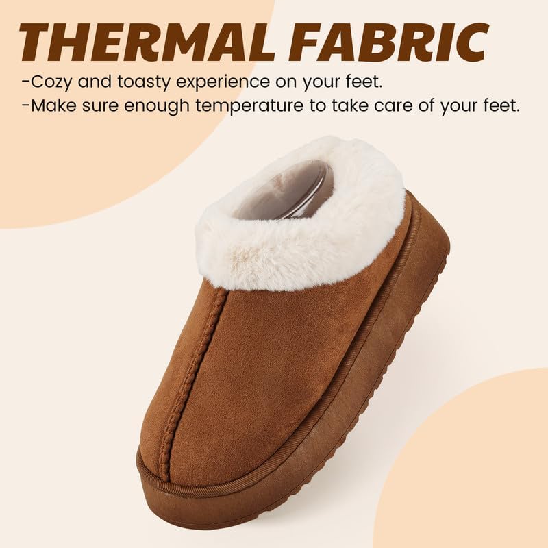 Women’s Fuzzy Winter Slippers, Plush Faux Fur House Shoes with Memory Foam, Cozy Warm Indoor Slip-On Slippers with Non-Slip Sole, Cute Fluffy Home Shoes for Girls & Ladies