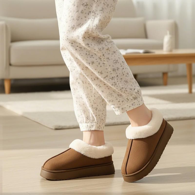 Women’s Fuzzy Winter Slippers, Plush Faux Fur House Shoes with Memory Foam, Cozy Warm Indoor Slip-On Slippers with Non-Slip Sole, Cute Fluffy Home Shoes for Girls & Ladies