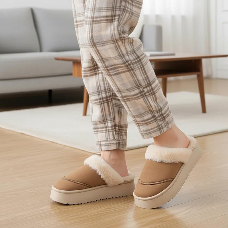 Cozy Women's Flipper Slippers - Plush Faux Fur Indoor/Outdoor Slide Sandals with Durable Sole, Comfort House Shoes for Women
