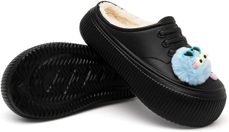 Waterproof Slippers Women Fur Lined Clogs Winter Garden Shoes Warm House Slippers Indoor Outdoor Mules