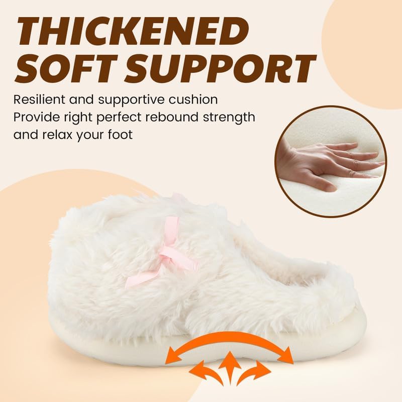 Women's Fuzzy Indoor Slippers, Cozy Plush Winter House Shoes with Memory Foam, Warm Furry Slip-On Slippers for Home, Anti-Skid Sole, Cute Gifts for Girls & Ladies