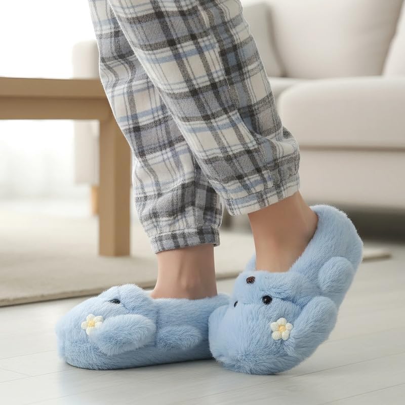 Funny Cartoon Plush Slippers for Adults – Warm Fleece Memory Foam Indoor Shoes, Soft Cozy House Slippers with Non-Slip Sole for Women