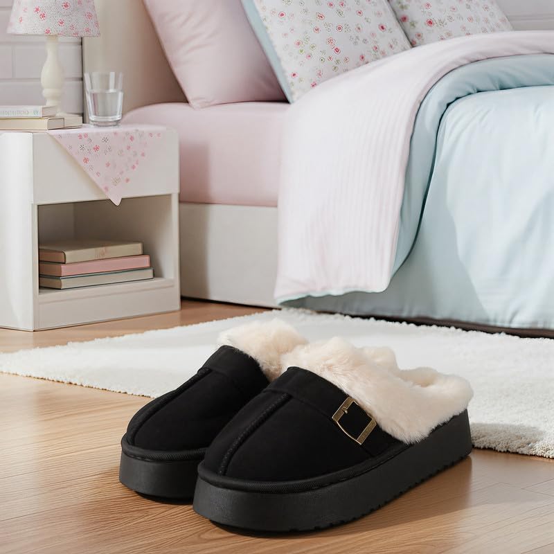 Cozy Women's Flipper Slippers - Plush Faux Fur Indoor/Outdoor Slide Sandals with Durable Sole, Comfort House Shoes for Women