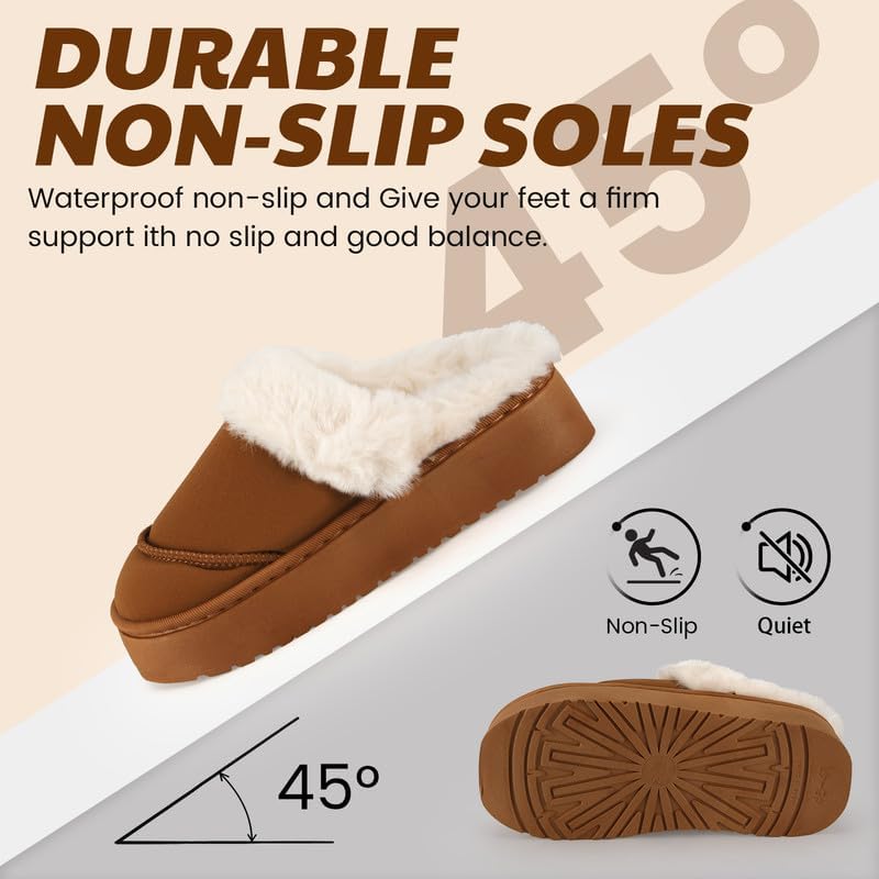 Cozy Women's Flipper Slippers - Plush Faux Fur Indoor/Outdoor Slide Sandals with Durable Sole, Comfort House Shoes for Women