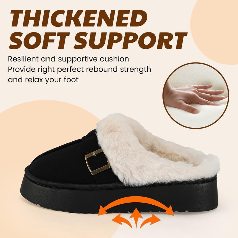 Cozy Women's Flipper Slippers - Plush Faux Fur Indoor/Outdoor Slide Sandals with Durable Sole, Comfort House Shoes for Women