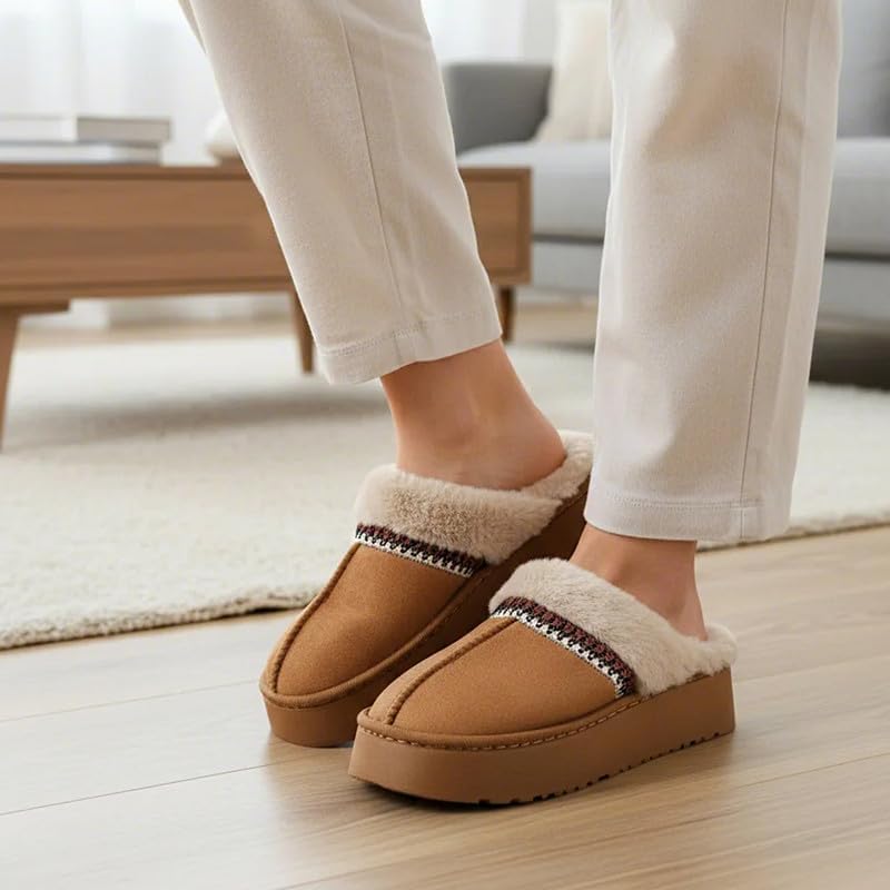Women’s Fuzzy Slippers, Indoor Plush Faux Fur House Shoes with Memory Foam,Cute Fluffy Home Shoes for Girls & Ladies Cozy Warm Indoor Slip-On Slippers with Non-Slip Sole