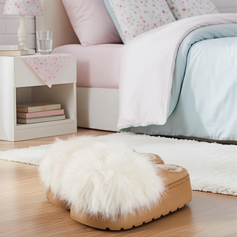Women's Fuzzy Indoor Slippers, Cozy Plush Winter House Shoes with Memory Foam, Warm Furry Slip-On Slippers for Home, Anti-Skid Sole, Cute Gifts for Girls & Ladies