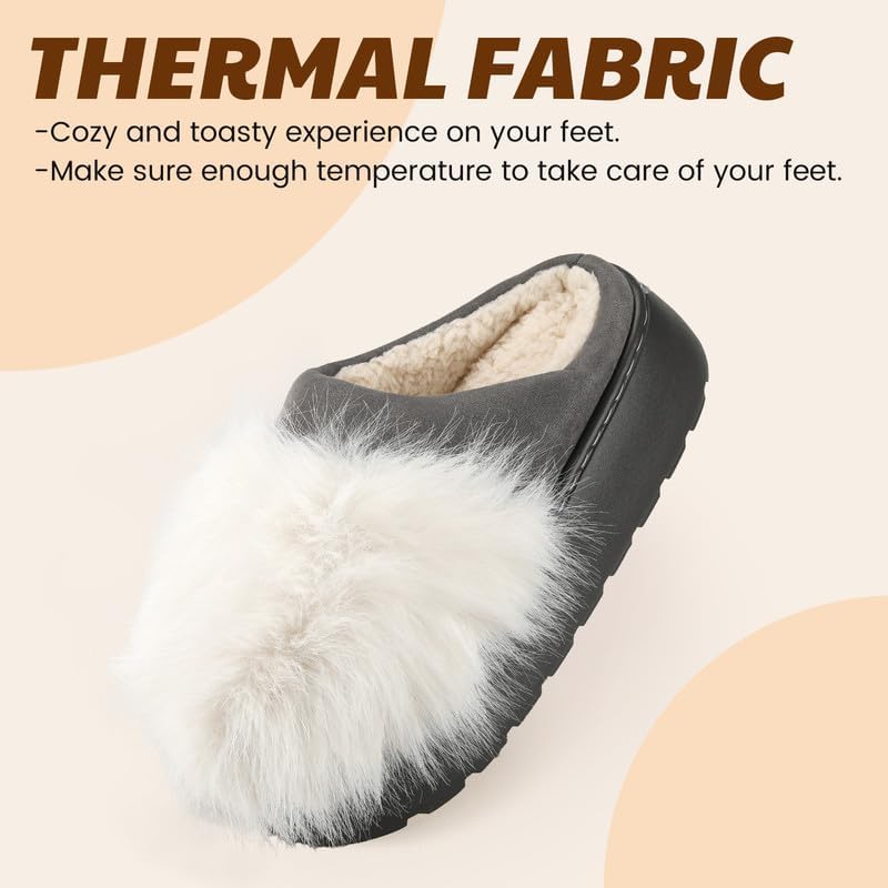 Women's Fuzzy Indoor Slippers, Cozy Plush Winter House Shoes with Memory Foam, Warm Furry Slip-On Slippers for Home, Anti-Skid Sole, Cute Gifts for Girls & Ladies