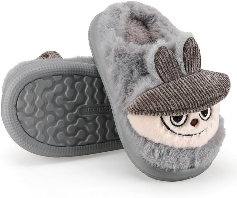 Cartoon Slippers for Kids, Funny Animal House Shoes with Non-Slip Sole, Cozy Plush Indoor Comfort Footwear for Boys and Girls
