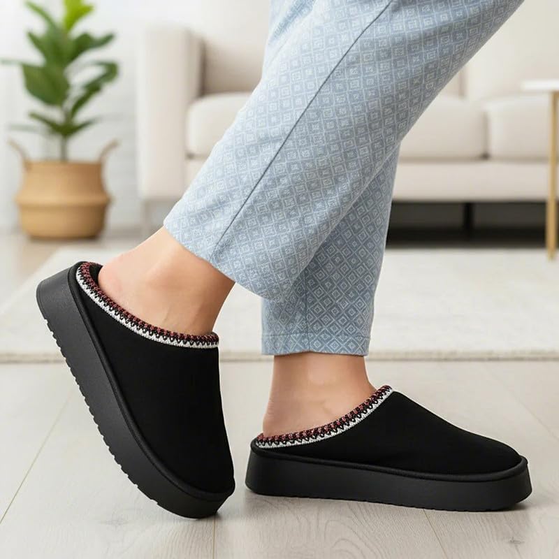 Women’s Fuzzy Winter Slippers, Plush Faux Fur House Shoes with Memory Foam, Cozy Warm Indoor Slip-On Slippers with Non-Slip Sole, Cute Fluffy Home Shoes for Girls & Ladies
