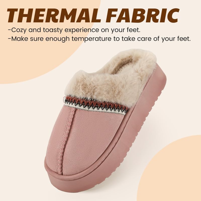 Women’s Fuzzy Slippers, Indoor Plush Faux Fur House Shoes with Memory Foam,Cute Fluffy Home Shoes for Girls & Ladies Cozy Warm Indoor Slip-On Slippers with Non-Slip Sole