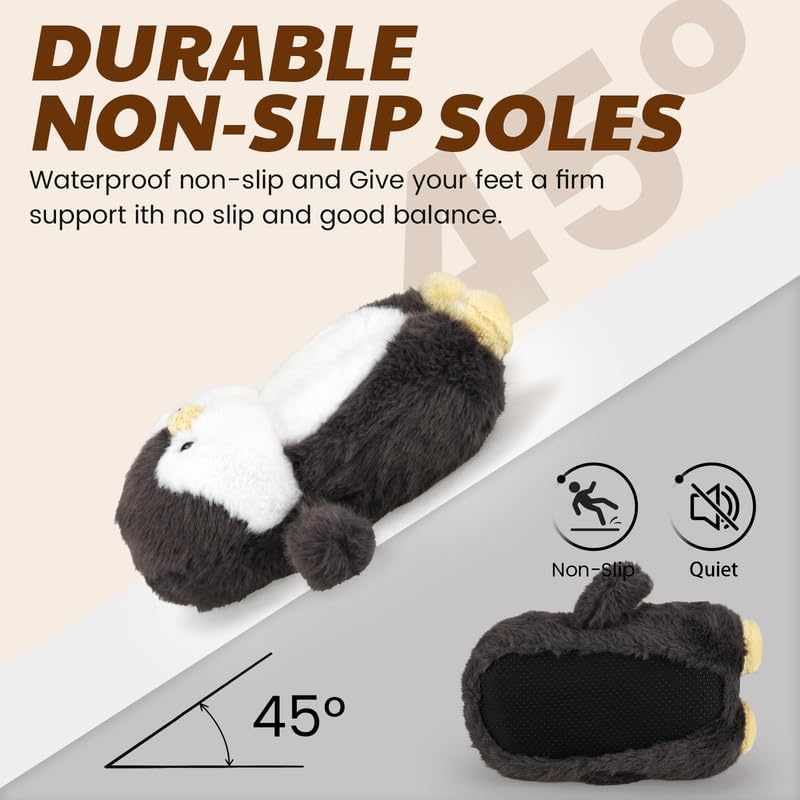 Funny Cartoon Plush Slippers for Adults – Warm Fleece Memory Foam Indoor Shoes, Soft Cozy House Slippers with Non-Slip Sole for Women