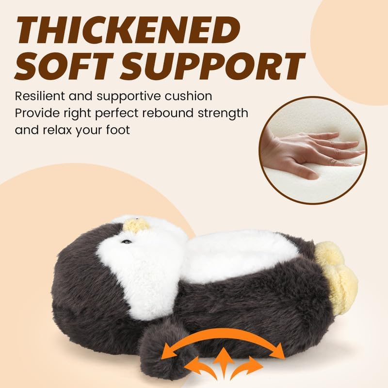 Funny Cartoon Plush Slippers for Adults – Warm Fleece Memory Foam Indoor Shoes, Soft Cozy House Slippers with Non-Slip Sole for Women