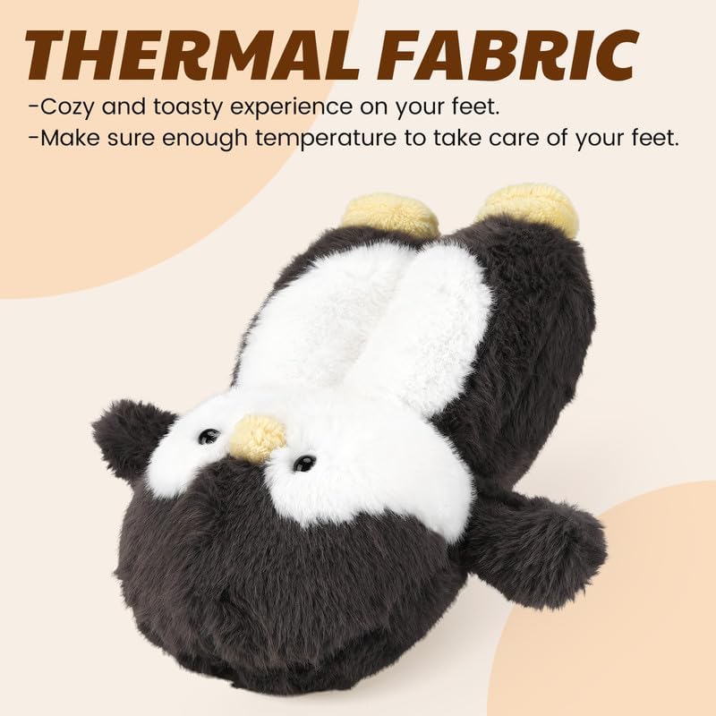Funny Cartoon Plush Slippers for Adults – Warm Fleece Memory Foam Indoor Shoes, Soft Cozy House Slippers with Non-Slip Sole for Women