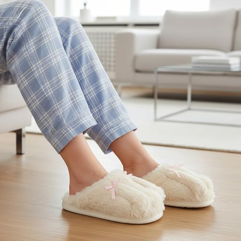 Women's Fuzzy Indoor Slippers, Cozy Plush Winter House Shoes with Memory Foam, Warm Furry Slip-On Slippers for Home, Anti-Skid Sole, Cute Gifts for Girls & Ladies