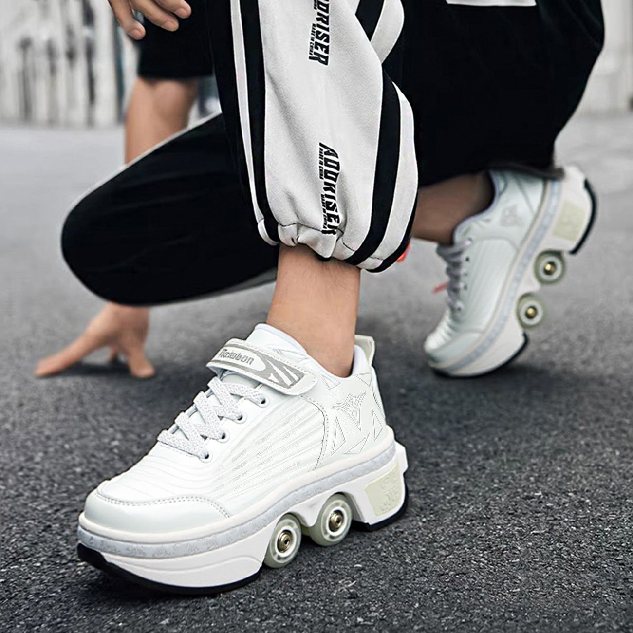 Lucky Kids Classic 2-in-1 Retractable Roller Skates Shoes Stealth Convertible Skate Sneakers