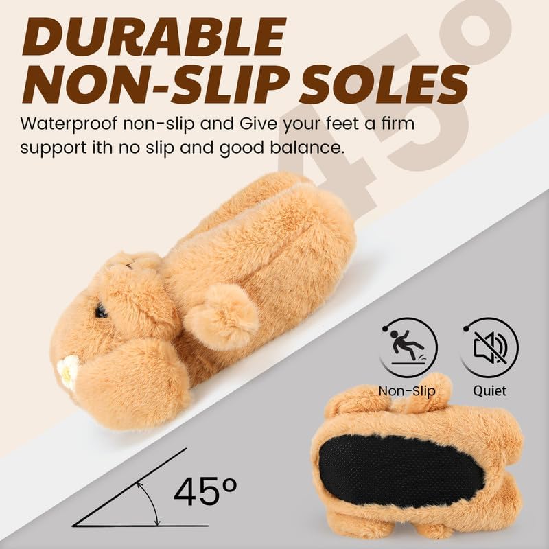 Funny Cartoon Plush Slippers for Adults – Warm Fleece Memory Foam Indoor Shoes, Soft Cozy House Slippers with Non-Slip Sole for Women