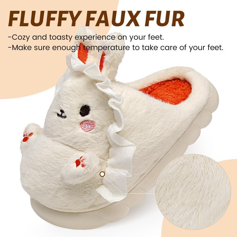 Woman Slippers Winter House Slippers for Women Cute Rabbit Soft Warm Shoes Comfy Home Furry Slippers for Girls