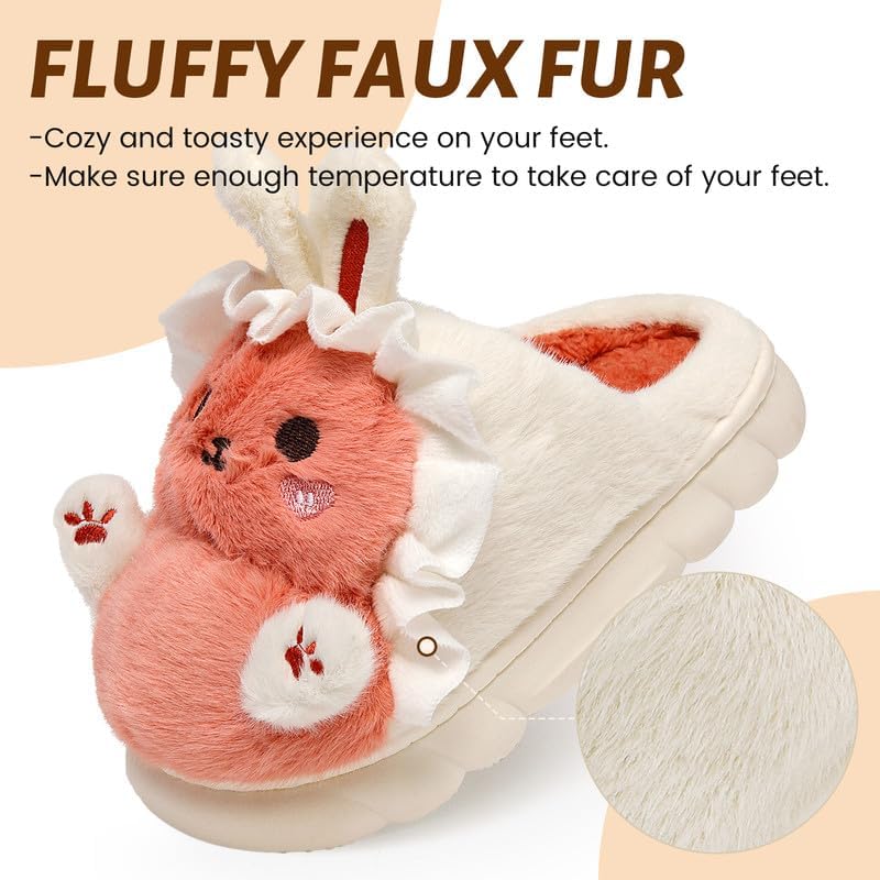 Woman Slippers Winter House Slippers for Women Cute Rabbit Soft Warm Shoes Comfy Home Furry Slippers for Girls