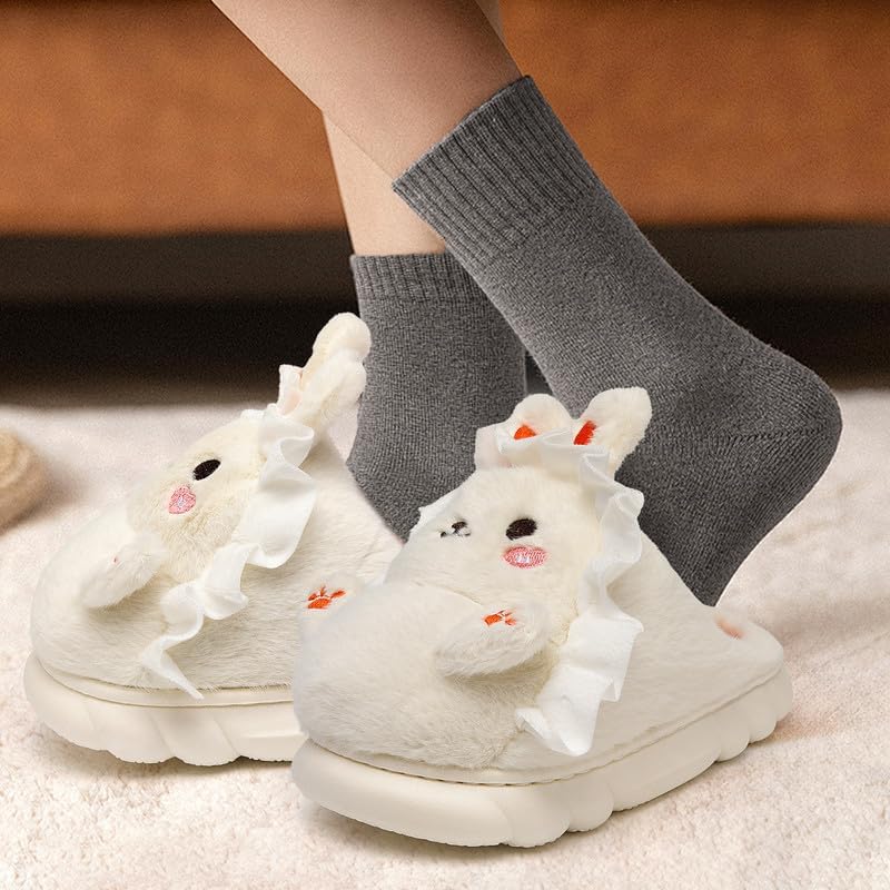 Woman Slippers Winter House Slippers for Women Cute Rabbit Soft Warm Shoes Comfy Home Furry Slippers for Girls