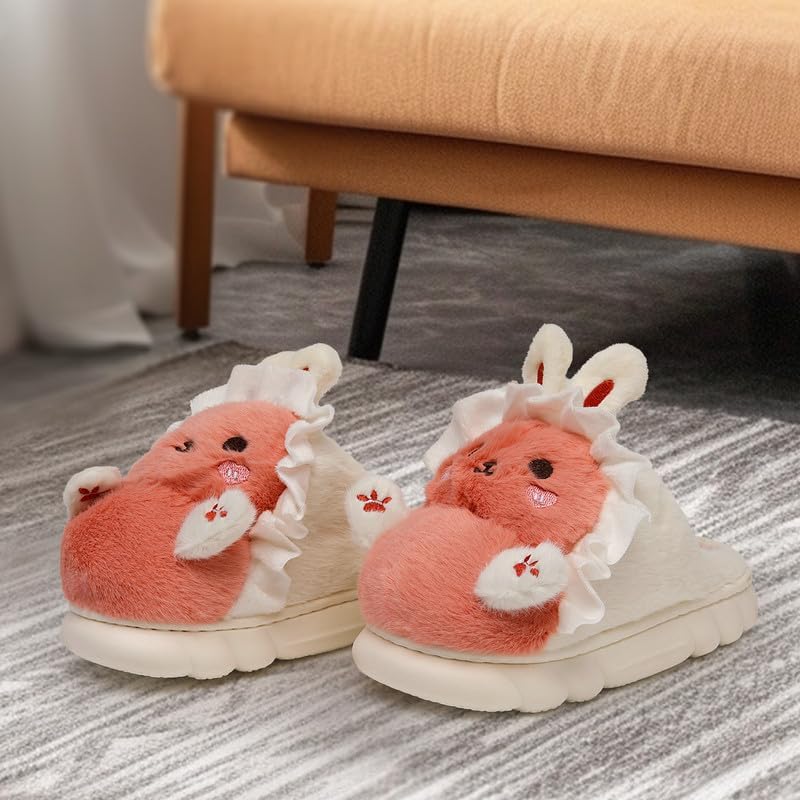 Woman Slippers Winter House Slippers for Women Cute Rabbit Soft Warm Shoes Comfy Home Furry Slippers for Girls