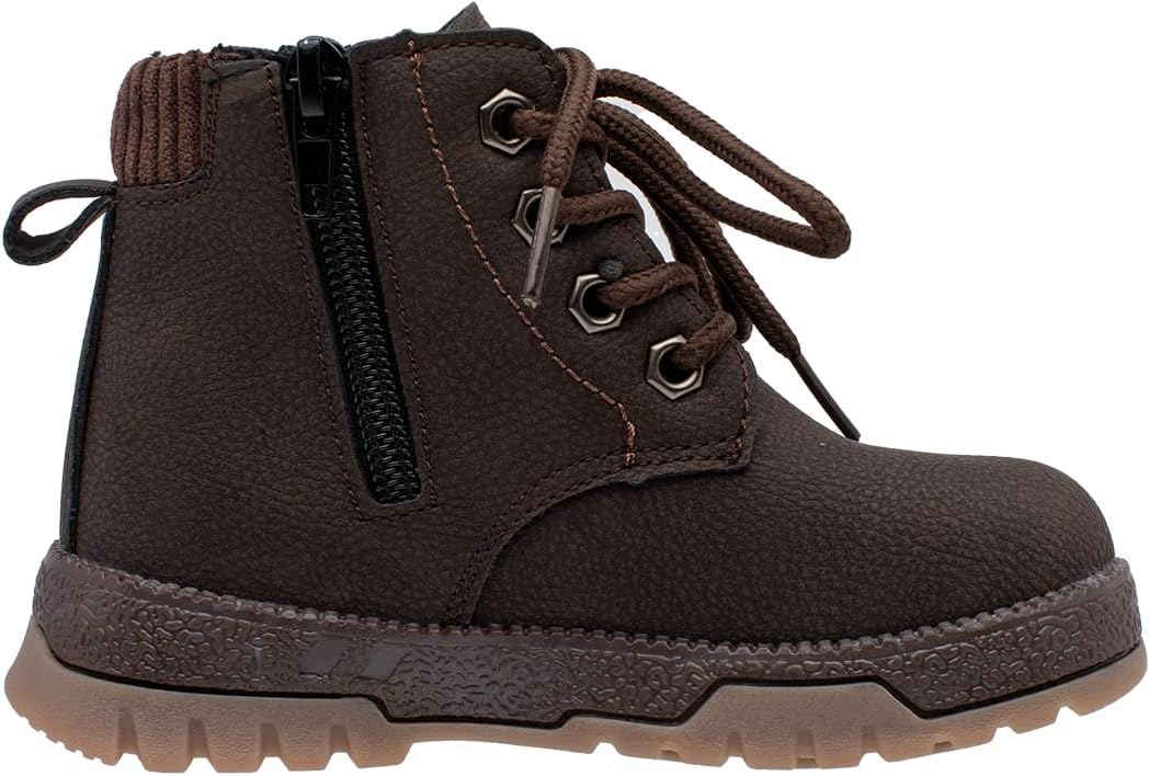 Lucky Kids Stylish Unisex Boots With Lace Up & Side-Zipp Closure For Outdoor Walking Non Slip Sole Easy Wear Boots For Toddlers