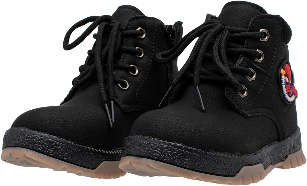 Lucky Kids Stylish Unisex Boots With Lace Up & Side-Zipp Closure For Outdoor Walking Non Slip Sole Easy Wear Boots For Toddlers