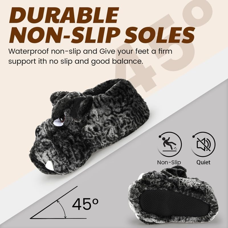 Funny Cartoon Plush Slippers for Adults – Warm Fleece Memory Foam Indoor Shoes, Soft Cozy House Slippers with Non-Slip Sole for Women