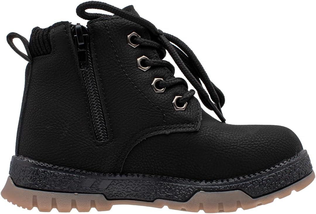 Lucky Kids Stylish Unisex Boots With Lace Up & Side-Zipp Closure For Outdoor Walking Non Slip Sole Easy Wear Boots For Toddlers