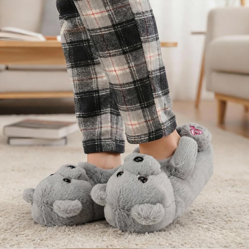 Funny Cartoon Plush Slippers for Adults – Warm Fleece Memory Foam Indoor Shoes, Soft Cozy House Slippers with Non-Slip Sole for Women