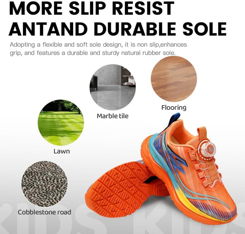 Lucky Kids Kids Sneakers for Sports Lightweight Athletic Shoes Breathable Running Shoes Non Slip Sneakers for Boys and Girls