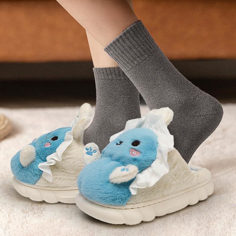 Woman Slippers Winter House Slippers for Women Cute Rabbit Soft Warm Shoes Comfy Home Furry Slippers for Girls