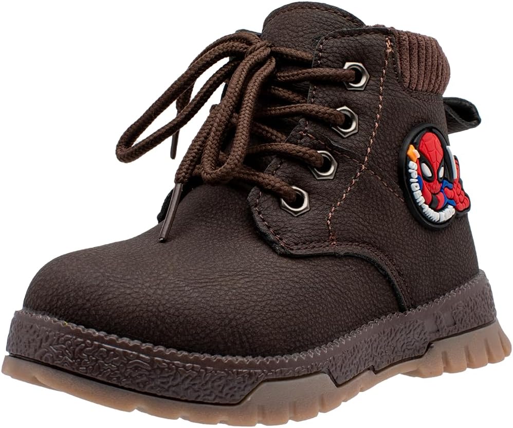 Lucky Kids Stylish Unisex Boots With Lace Up & Side-Zipp Closure For Outdoor Walking Non Slip Sole Easy Wear Boots For Toddlers