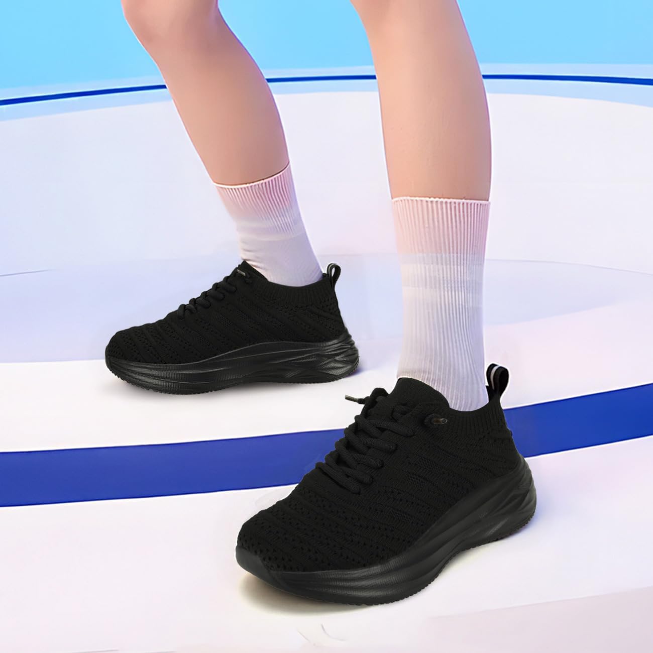 Breathable Knit Sneakers for Kids & Teens – Lightweight Slip-On Running Shoes with Cushioned Sole, Sizes 28-43