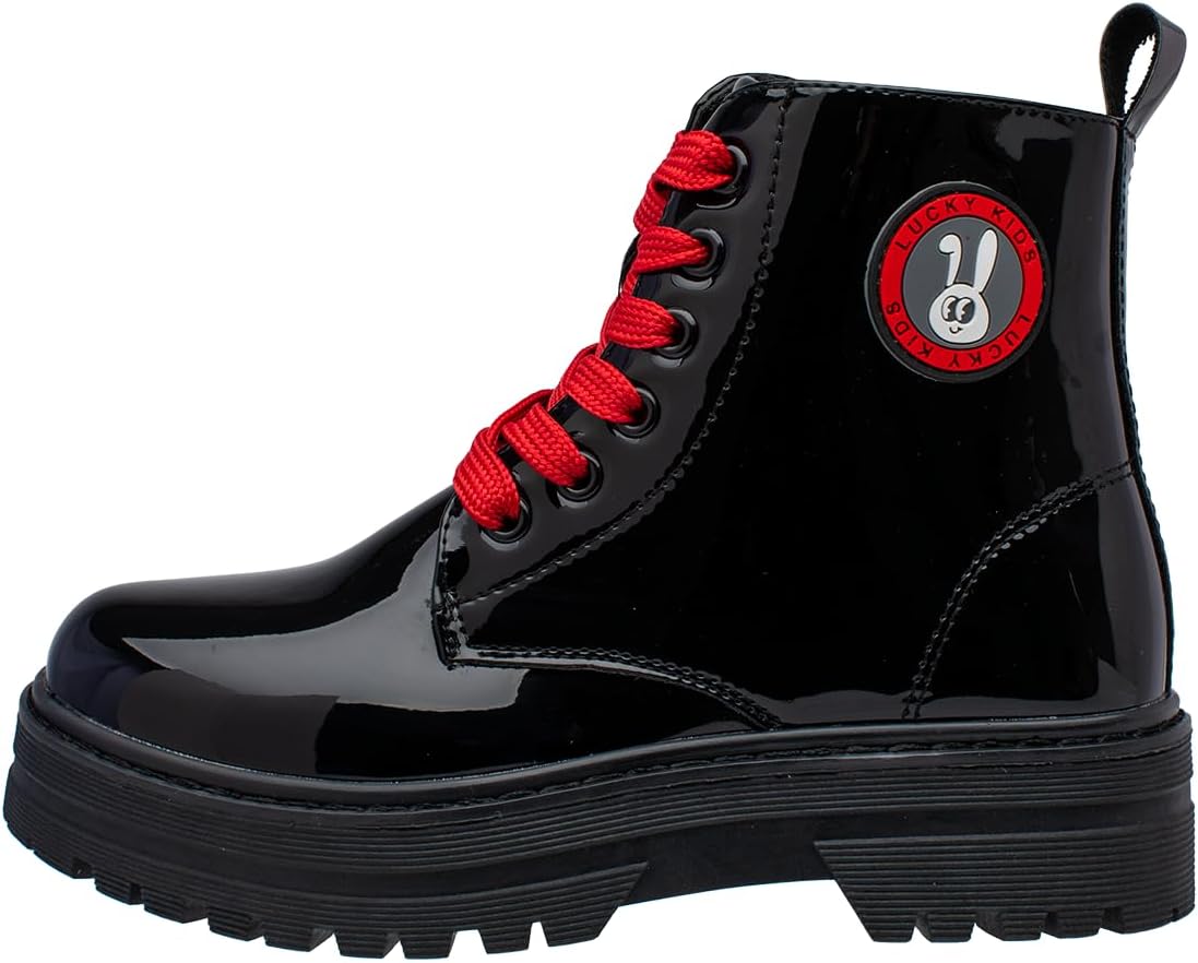 Lucky Kids Stylish Lace-Up & Side-Zip Girls Boots, Non-Slip Sole, Outdoor Walking, Easy Wear for Toddlers/Little Kids
