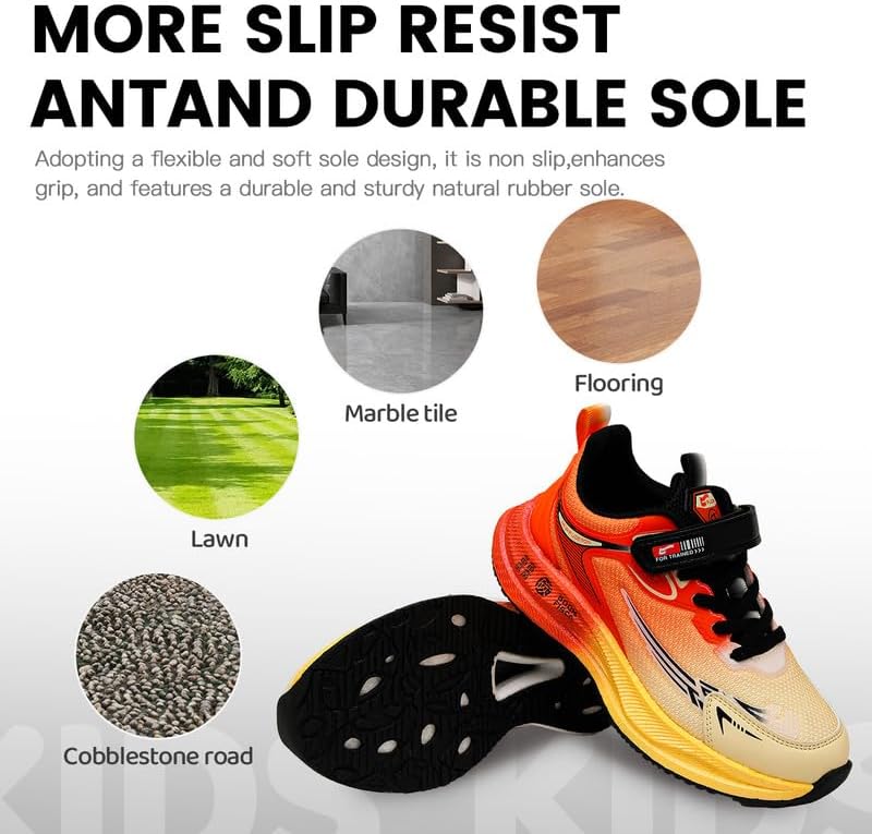 Lucky Kids Kids Sneakers for Sports Lightweight Athletic Shoes Breathable Running Shoes Non Slip Sneakers for Boys and Girls