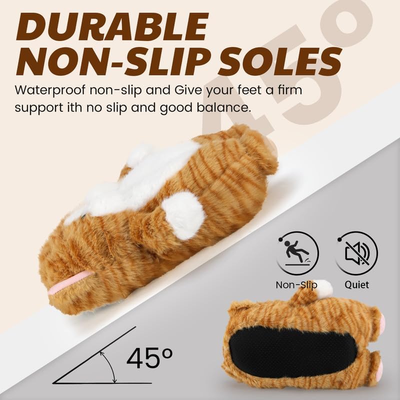 Funny Cartoon Plush Slippers for Adults – Warm Fleece Memory Foam Indoor Shoes, Soft Cozy House Slippers with Non-Slip Sole for Women