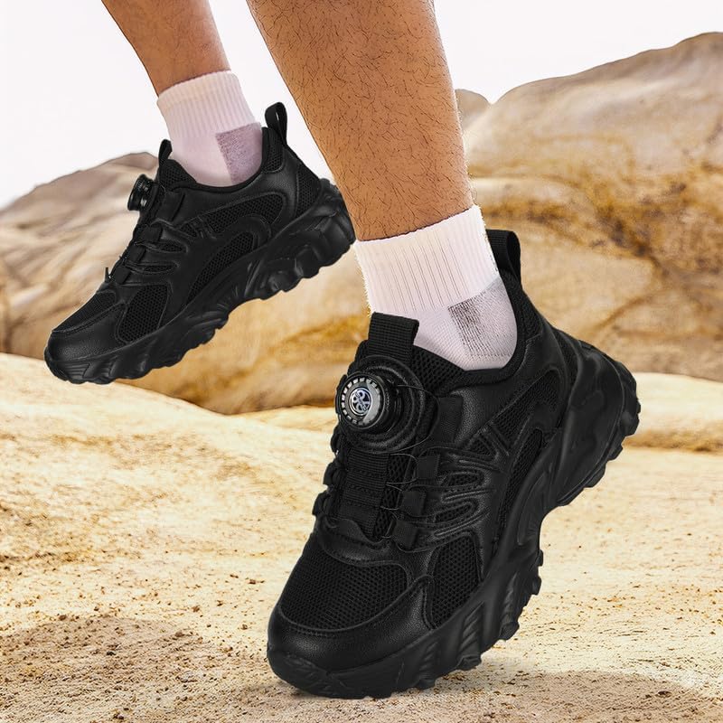 Kids Sneakers with Adjustable Dial Laces - Breathable Running Shoes for Boys Girls, Lightweight No Tie Twist Lace Athletic Shoes for School Sports